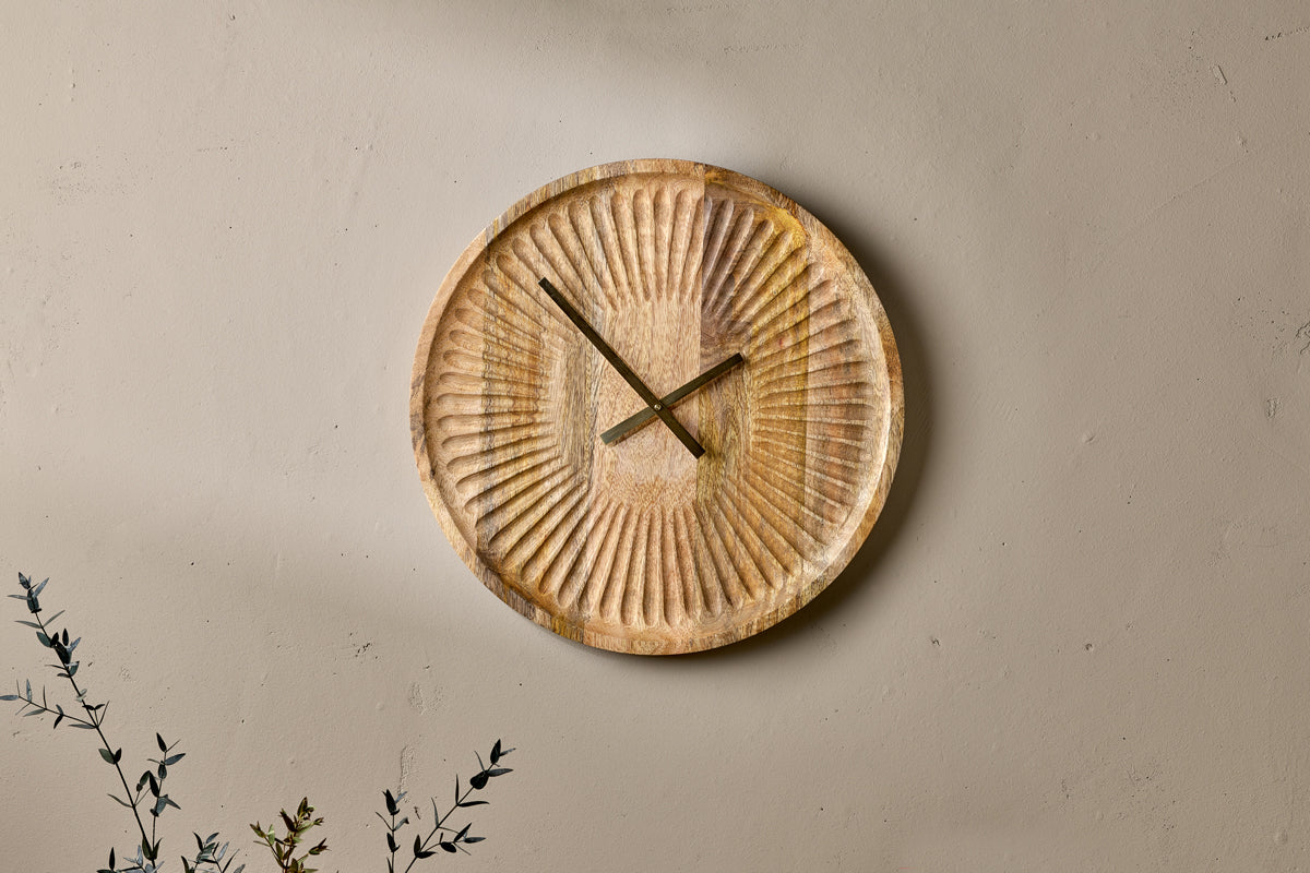 Buy Handcrafted Mango Wood Designer Wall Clock at 22% OFF Online