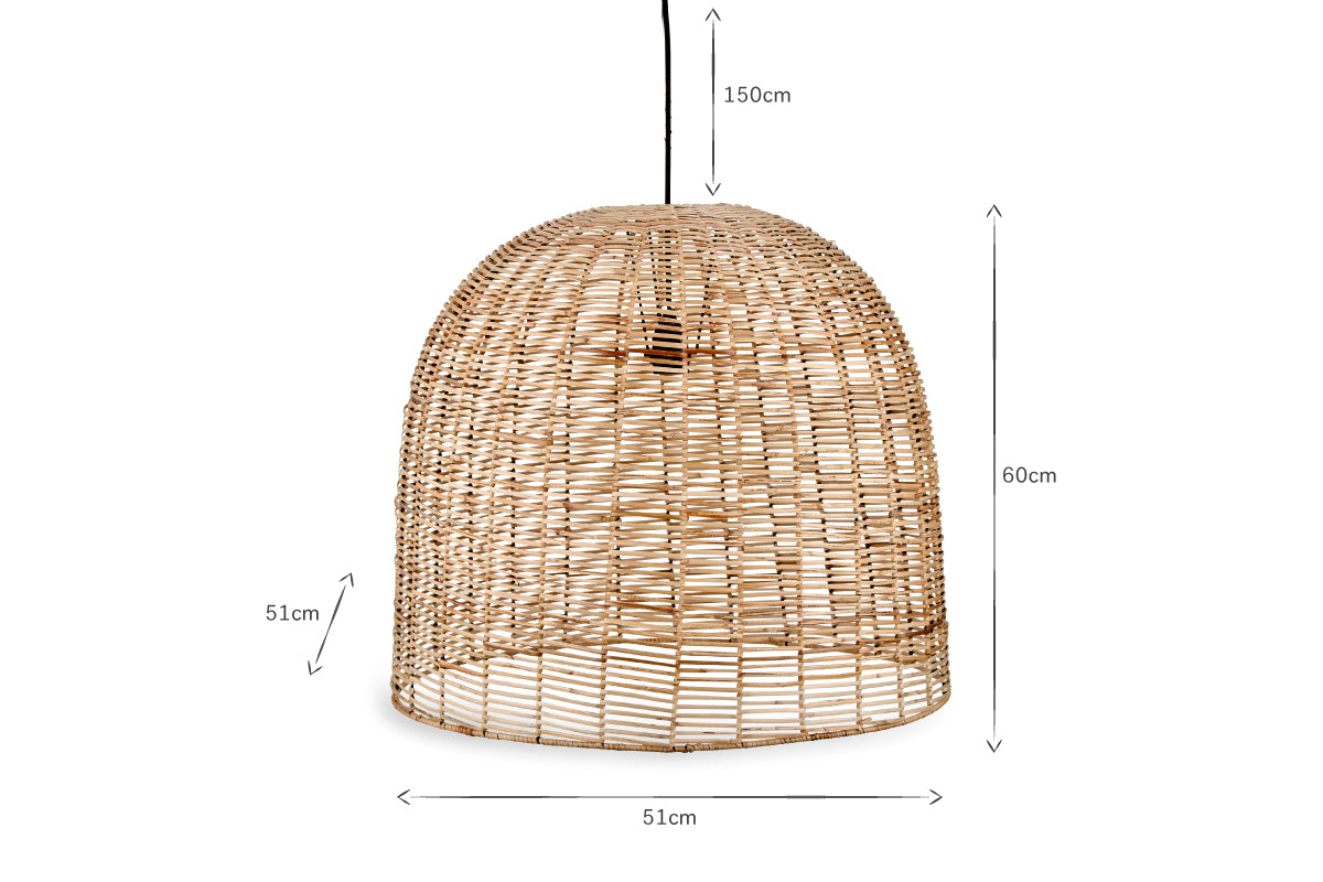 Wicker dome pendant deals light