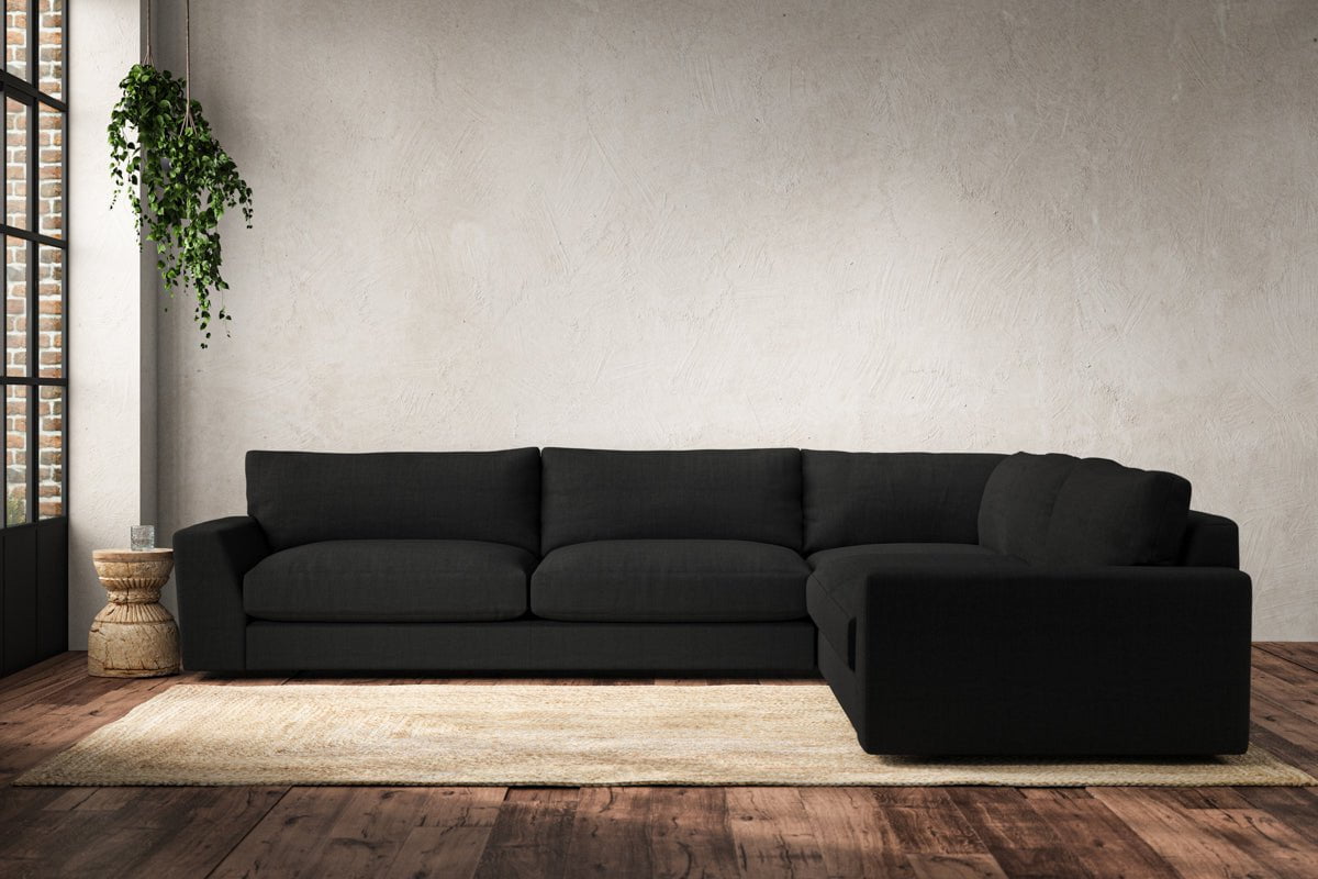 Black right hand corner outlet sofa