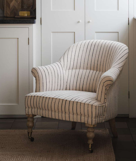 striped linen armchair