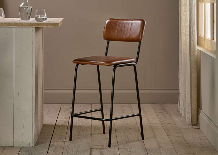 Brown leather bar chair 