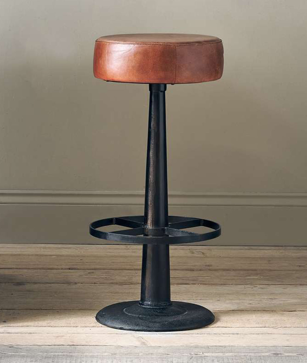 brown leather kitchen bar stool