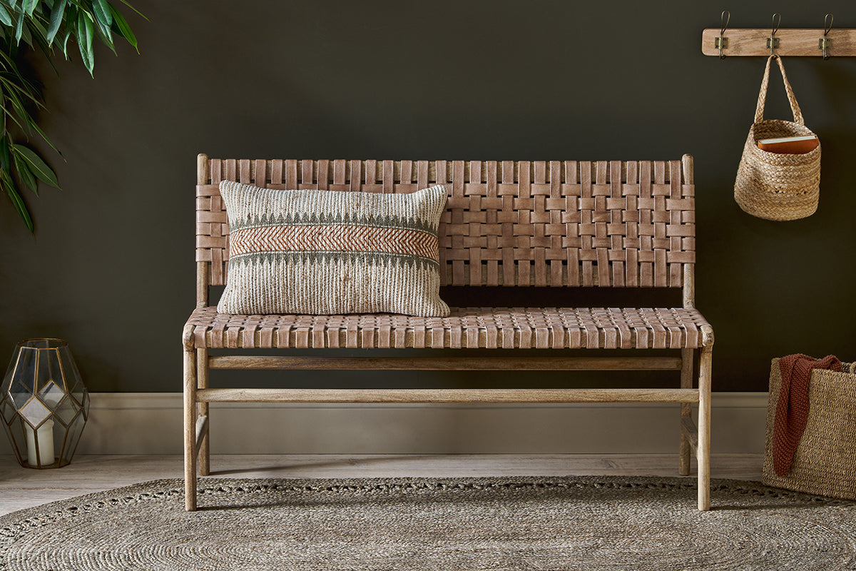 Adembi Woven Leather Bench