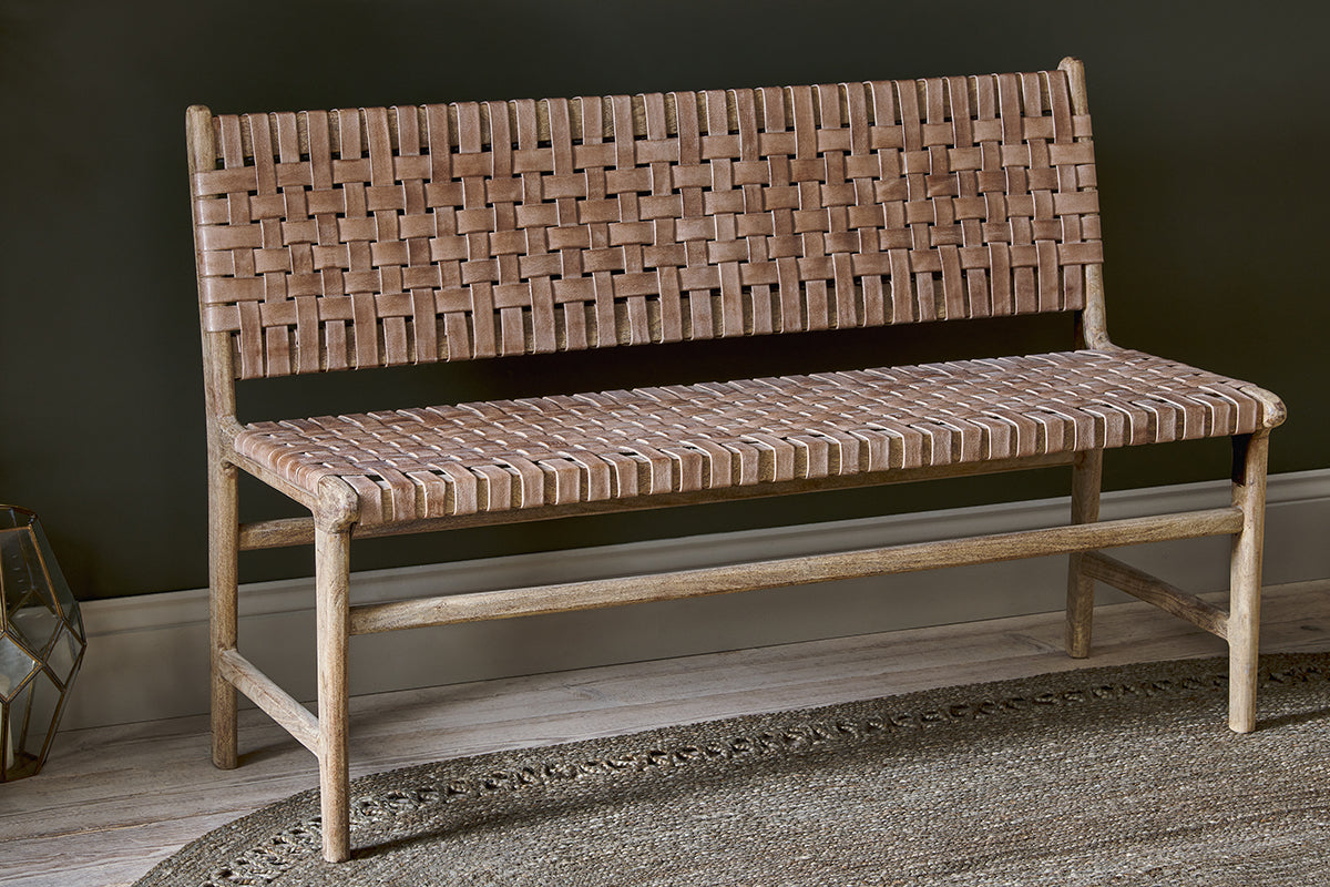 Adembi Woven Leather Bench