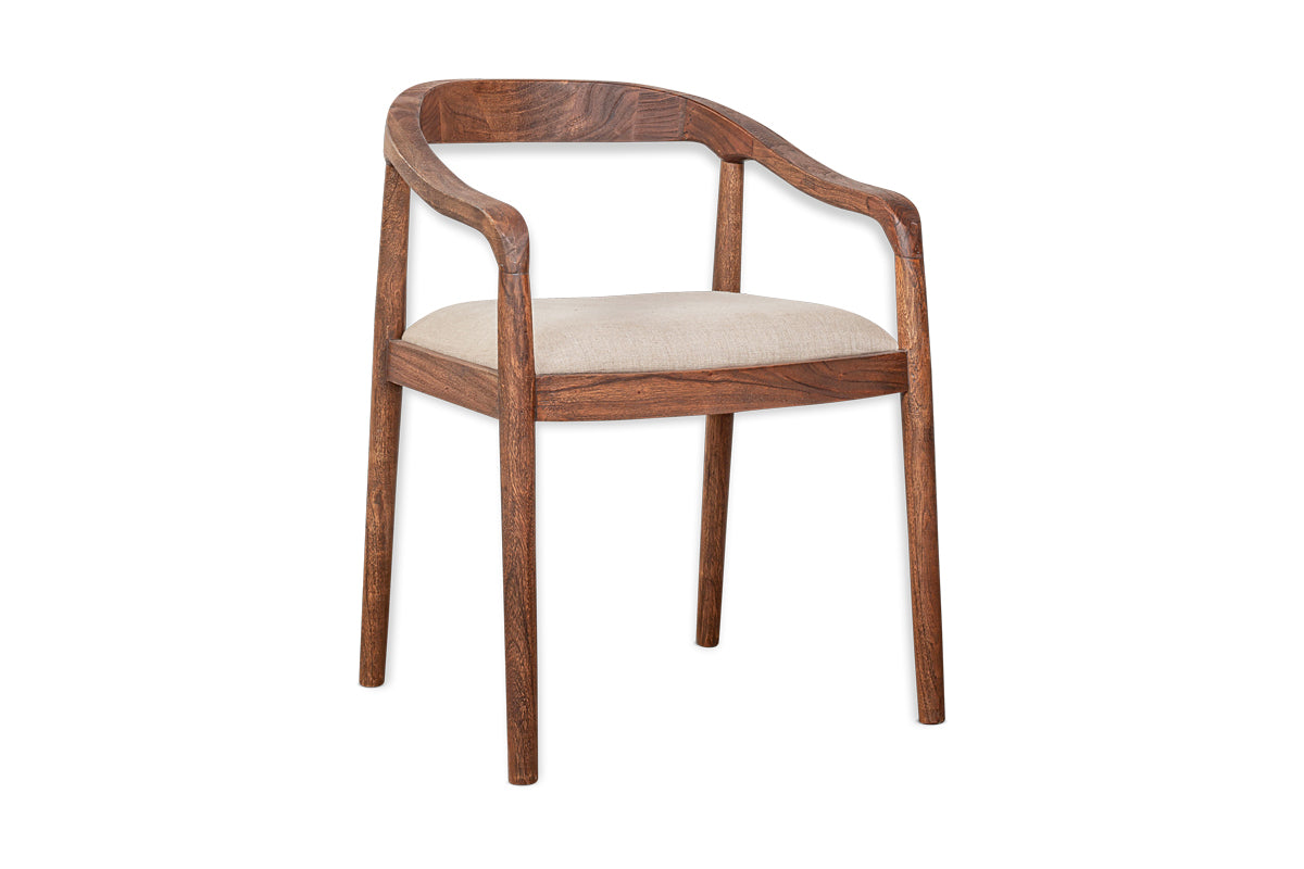 Anbu Acacia Upholstered Dining Chair - Washed Walnut