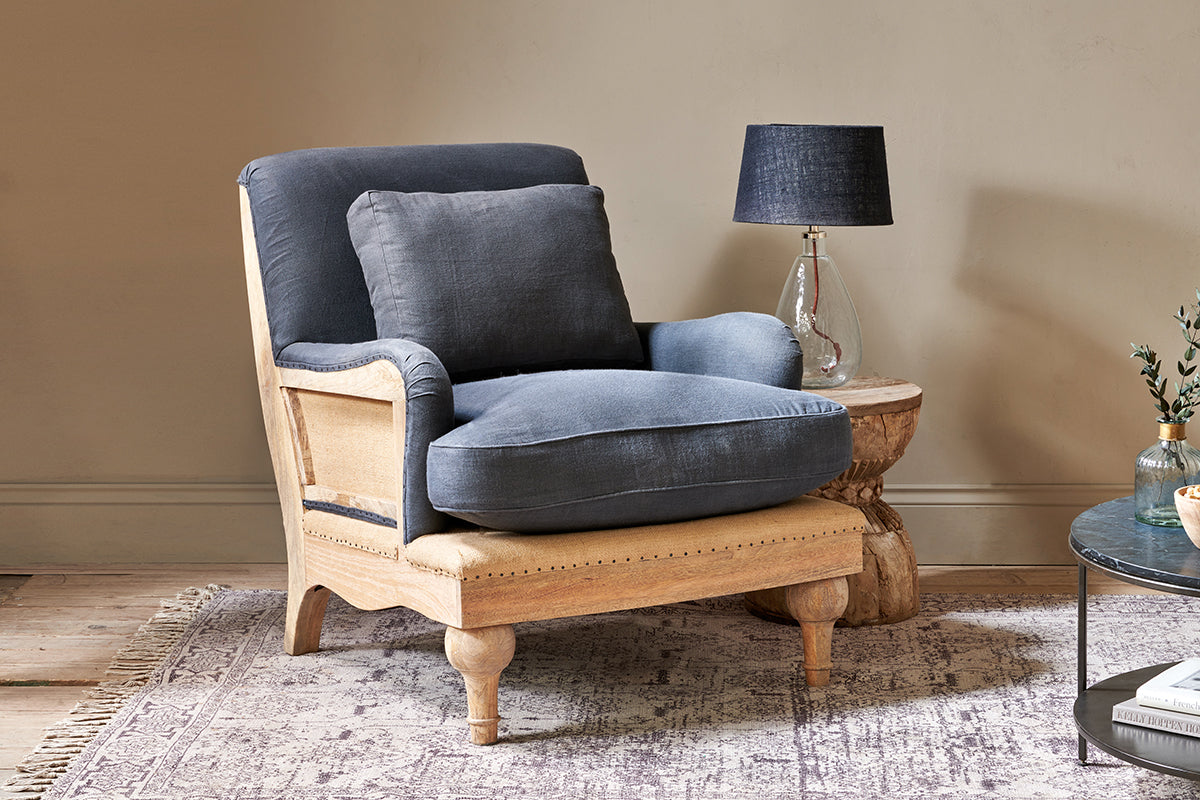 Abe Deconstructed Linen Armchair - Charcoal