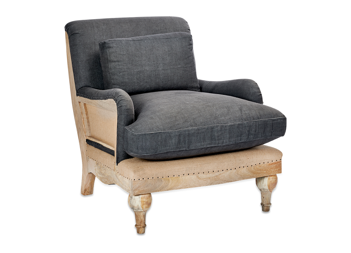 Abe Deconstructed Linen Armchair - Charcoal