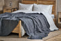 Amar Linen Bed Quilt - Charcoal