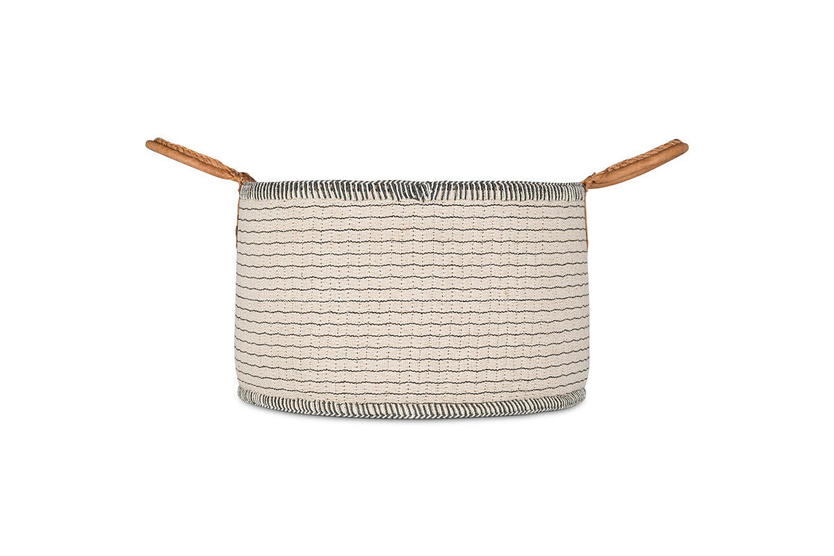 Anjuli Jute & Cotton Basket - Off White & Black