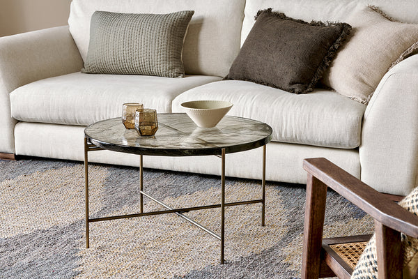 Aluva Glass Coffee Table - Clear & Antique Brass