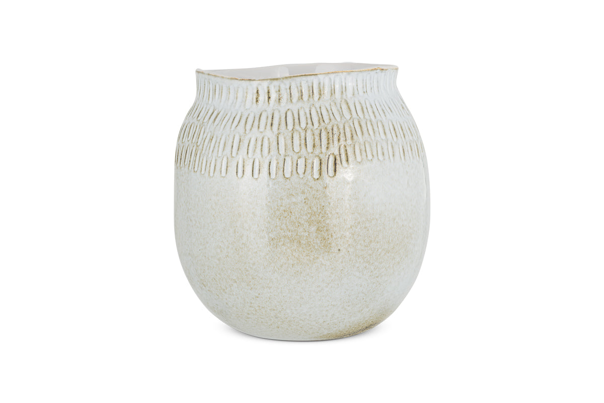 Anjuna Reactive Glaze Ceramic Vase - Off White