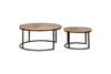 Aasha Carved Mango Wood & Iron Nesting Coffee Tables - Natural - (Set of 2)-nkuku