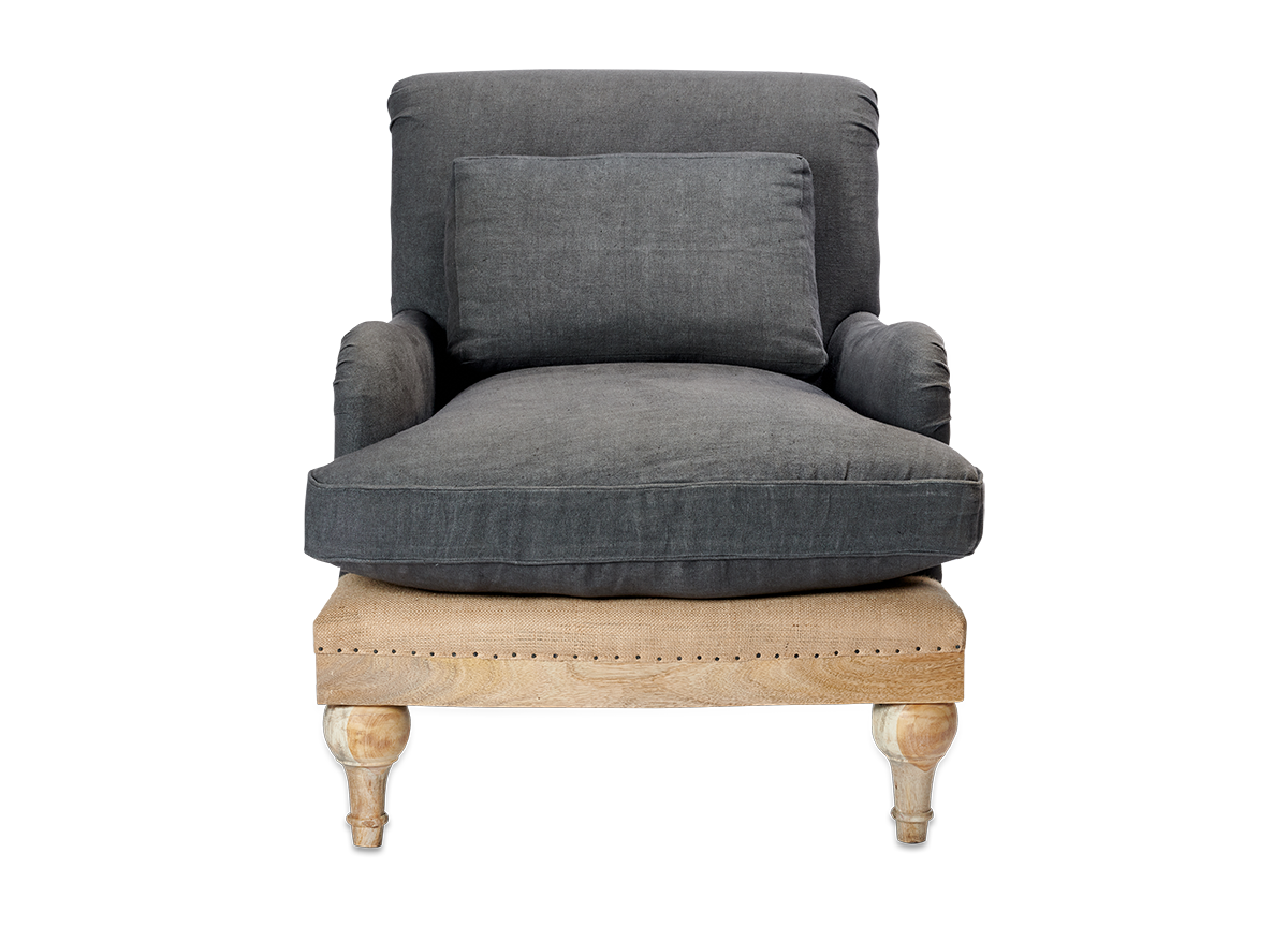 Abe Deconstructed Linen Armchair - Charcoal- nkuku