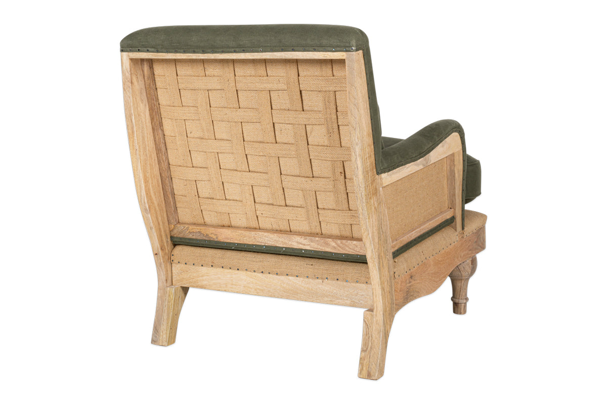 Abe Deconstructed Linen Armchair - Olive- nkuku