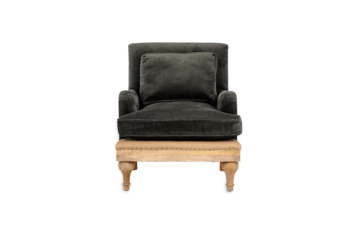 Abe Deconstructed Velvet Armchair - Moss- nkuku