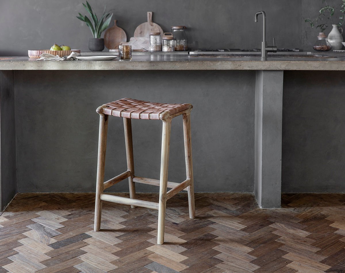 Adembi Woven Leather Counter Stool-nkuku