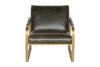 Adra Leather & Brass Occasional Chair - Moss Green- nkuku