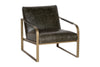 Adra Leather & Brass Occasional Chair - Moss Green- nkuku