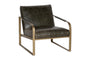 Adra Leather & Brass Occasional Chair - Moss Green- nkuku