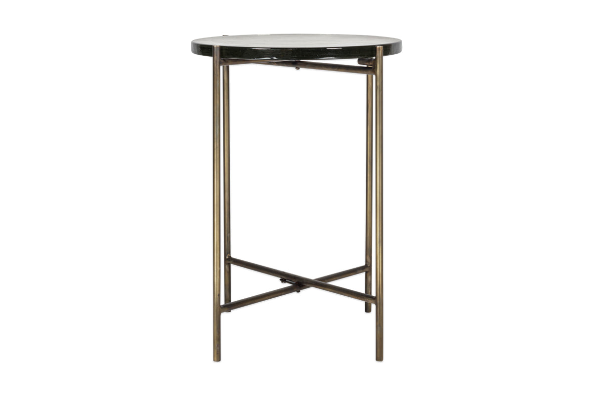 Aluva Glass Side Table - Clear & Antique Brass- nkuku