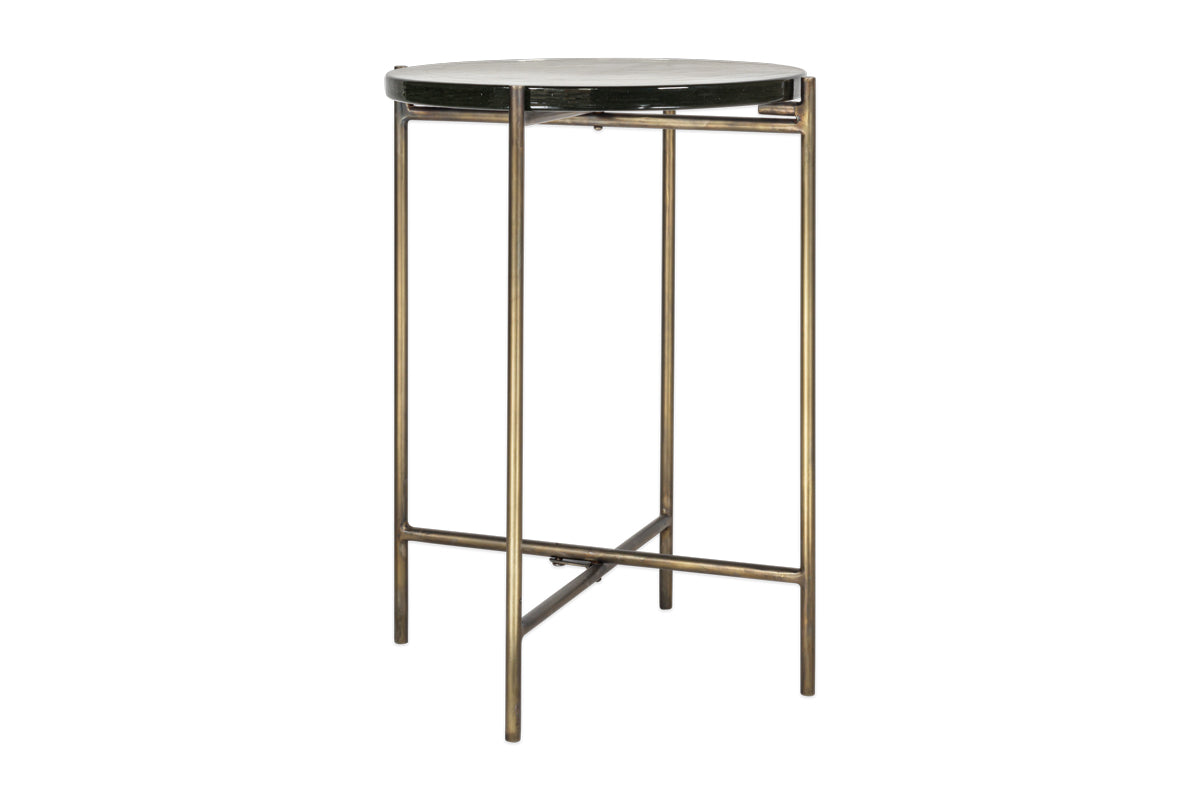 Aluva Glass Side Table - Clear & Antique Brass- nkuku