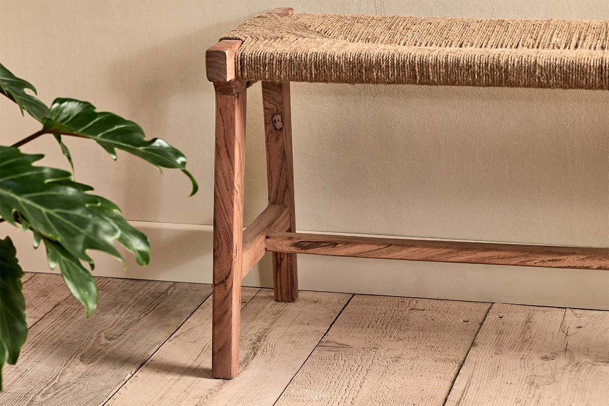 Amhara Acacia & Jute Woven Bench-nkuku