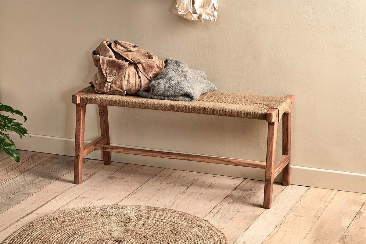 Amhara Acacia & Jute Woven Bench-nkuku