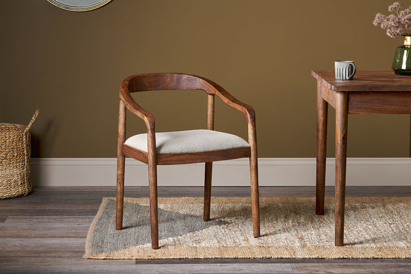 Anbu Acacia Upholstered Dining Chair - Washed Walnut-nkuku