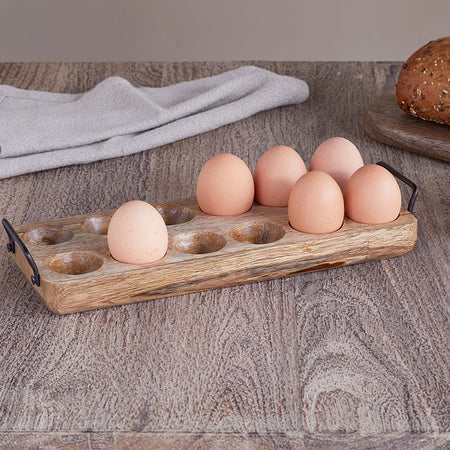 Anda Mango Wood Egg Holder - Natural-nkuku