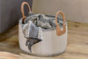 Anjuli Jute & Cotton Basket - Off White & Black-nkuku