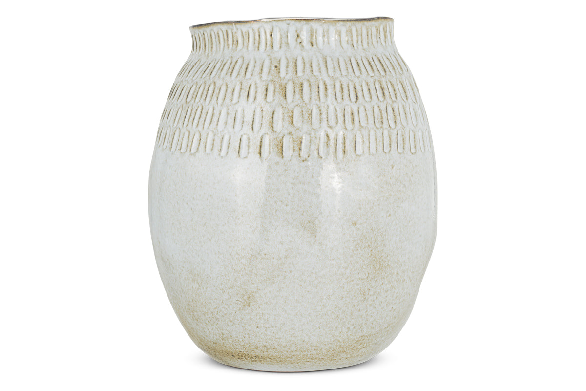 Anjuna Reactive Glaze Ceramic Vase - Off White