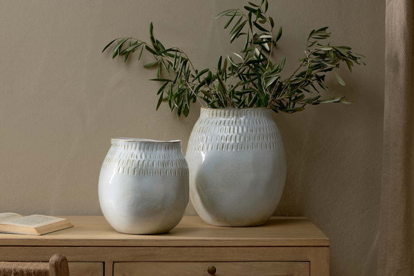 Anjuna Reactive Glaze Ceramic Vase - Off White-nkuku