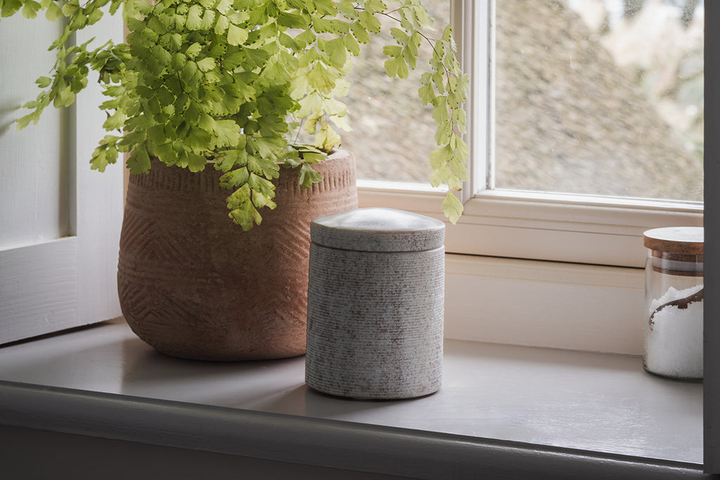 Asana Marble Storage Jar - Grey-nkuku