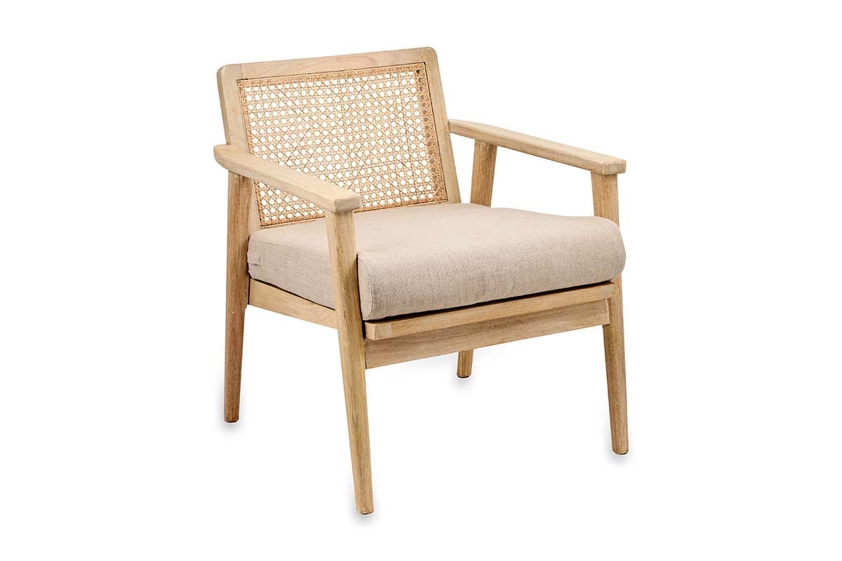 Atri Mango Wood & Cane Occasional Chair- nkuku