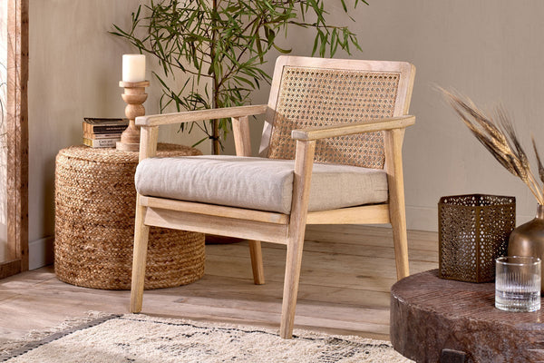 Atri Mango Wood & Cane Occasional Chair- nkuku