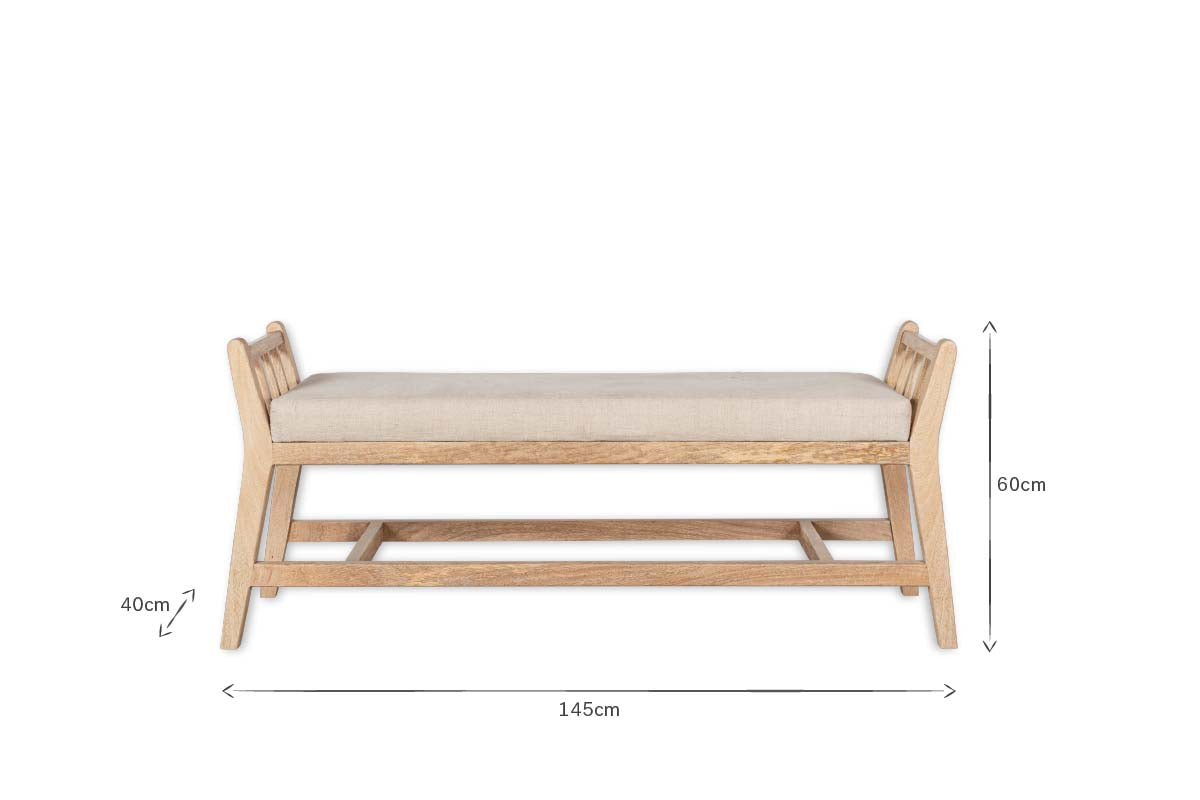 Avanthi Upholstered Sleigh Bench - Natural-nkuku