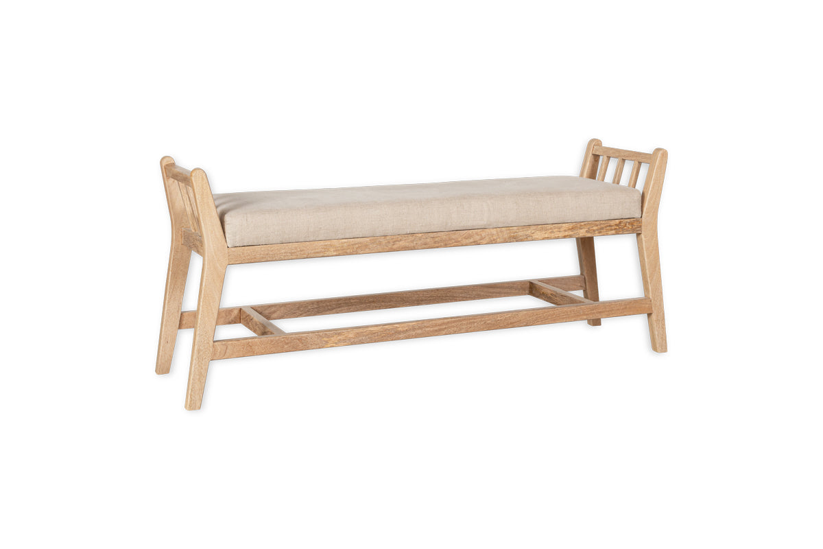 Avanthi Upholstered Sleigh Bench - Natural-nkuku