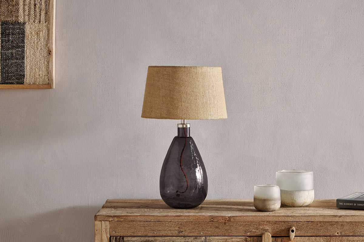 Baba Recycled Glass Table Lamp - Smoke - Small Tall