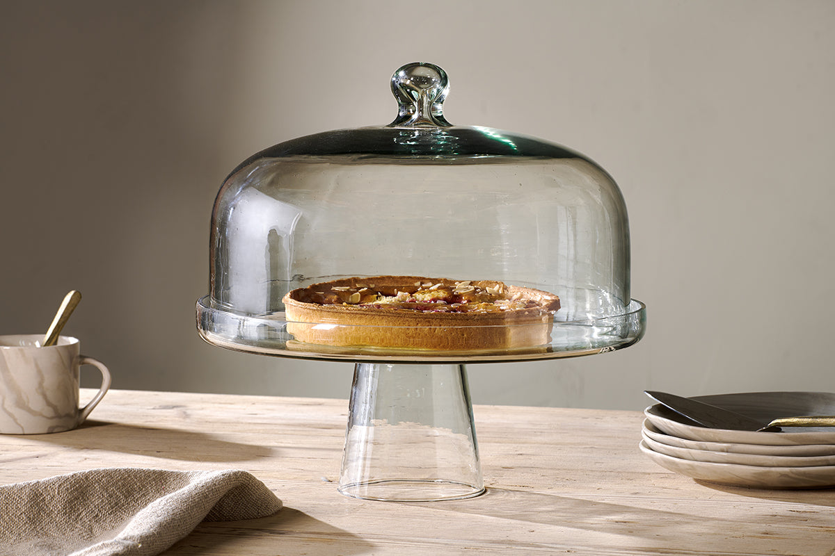 Large Display Cake Stand with Glass Design Dome Cover / Lid 35 cm