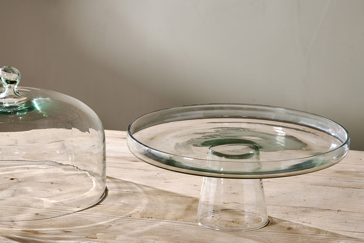 Decorative Glass Cake Stand with Glass Foot - Motta Living