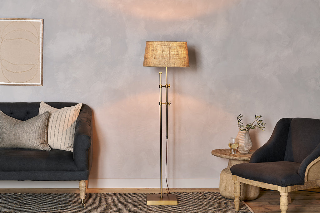 Chintala Iron Floor Lamp - Antique Brass