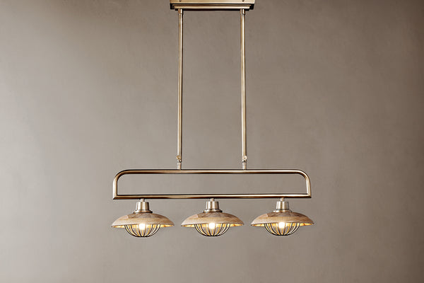 Chakai Mango Wood Pendant Lamp - Natural & Antique Brass