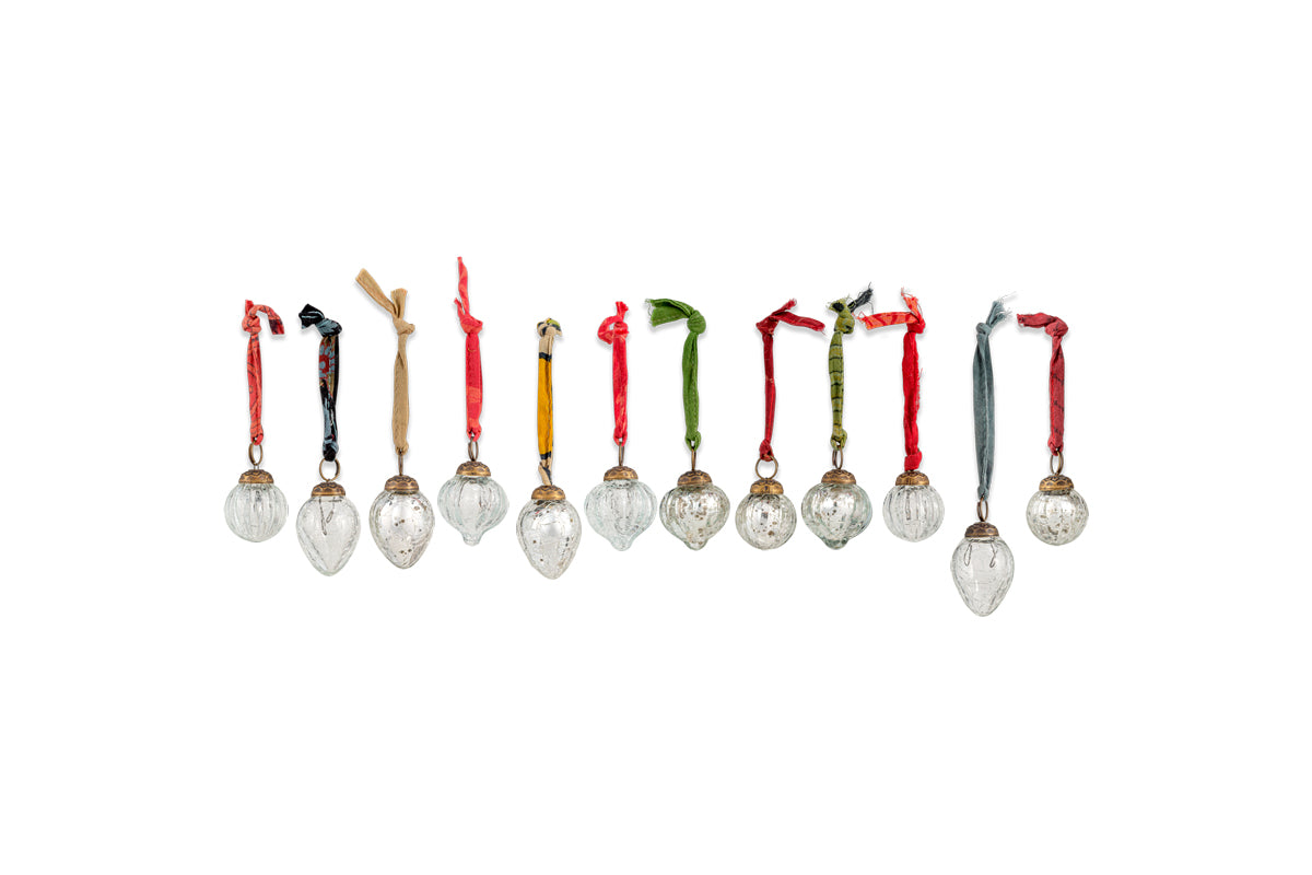 Dew Drop Baubles - Silver & Clear - (Set of 12)