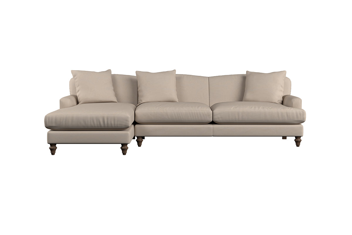 Deni Grand Left Hand Chaise Sofa - Recycled Cotton Stone