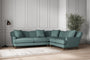 Deni Super Grand Left Hand Corner Sofa - Recycled Cotton Airforce