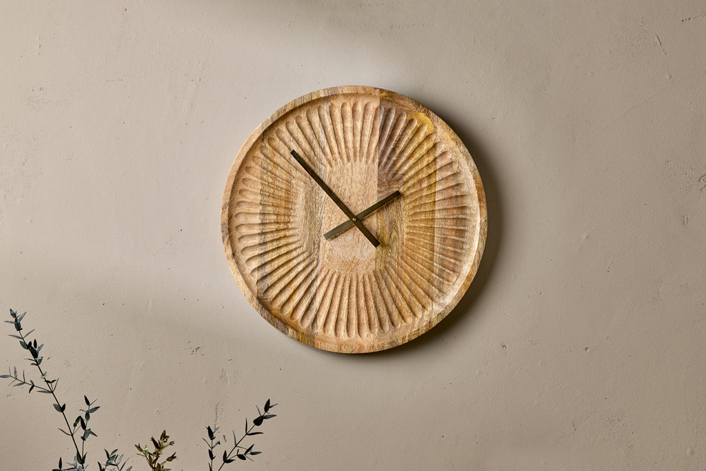 Deevena Mango Wood Clock-nkuku