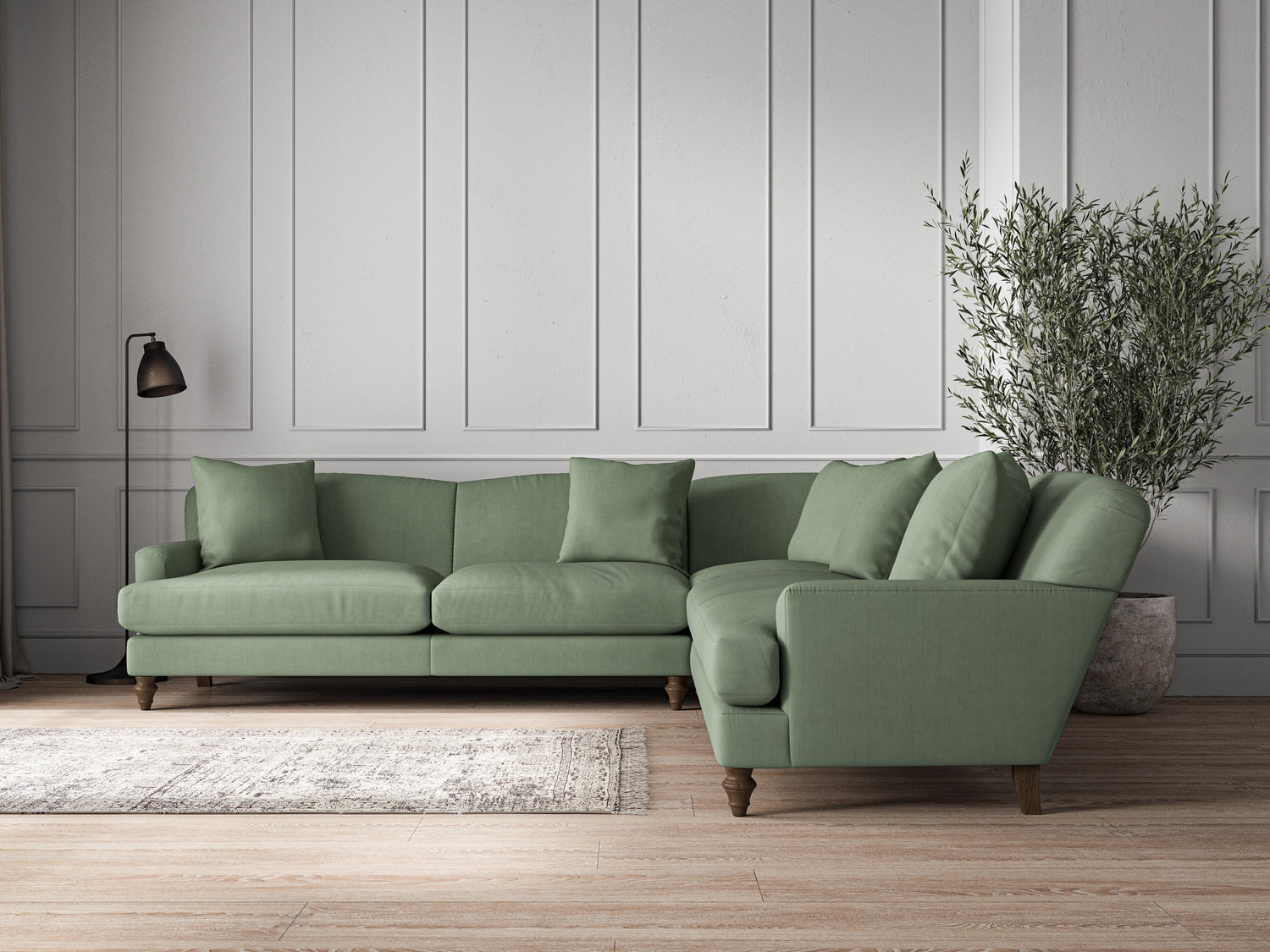 Deni Grand Corner Sofa - Brera Linen Jade-nkuku