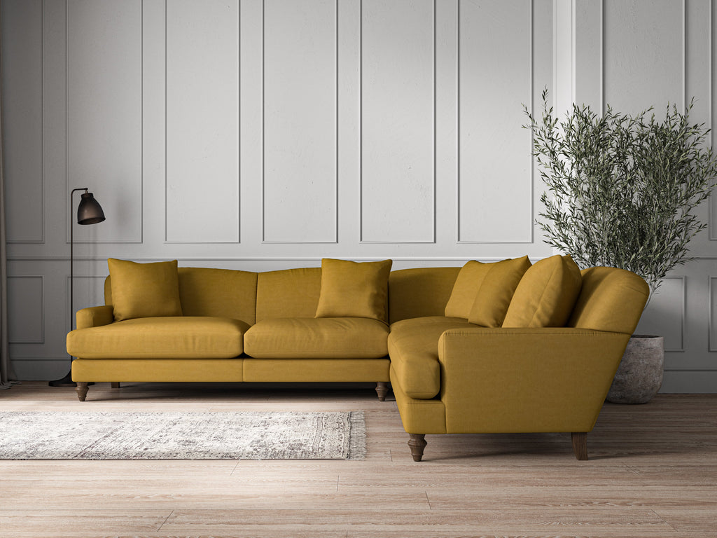 Deni Grand Corner Sofa - Recycled Cotton Ochre-nkuku