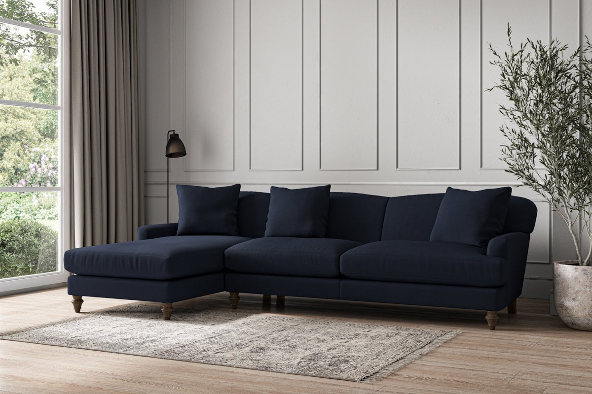 Deni Grand Left Hand Chaise Sofa - Brera Linen Indigo-nkuku