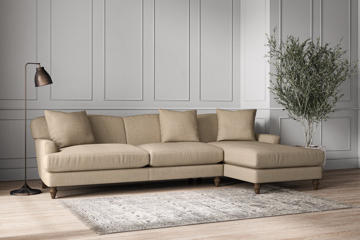 Deni Grand Right Hand Chaise Sofa - Brera Linen Pebble-nkuku